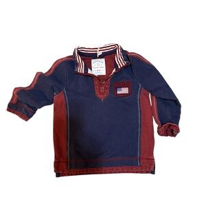 Fat Face Navy and Burgundy Rugby Pullover for Kids